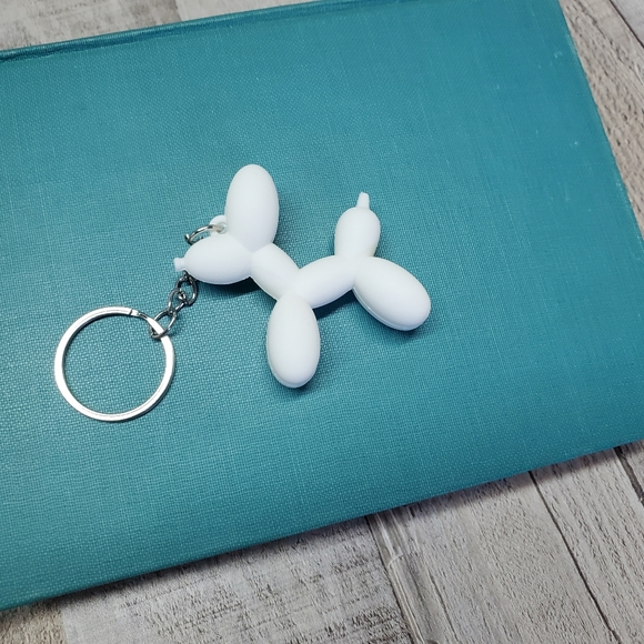 Balloon Dog Key Chain/Bag Charm in White - Picture 2 of 7
